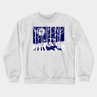 Fox in Moonlit Forest Linocut Crewneck Sweatshirt